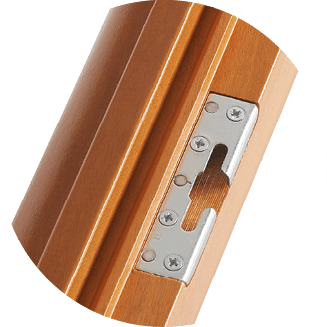 Wood window and door custom recessed lock detail.