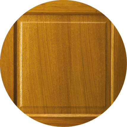 A detail view of a flat strip panel wood window and door style.