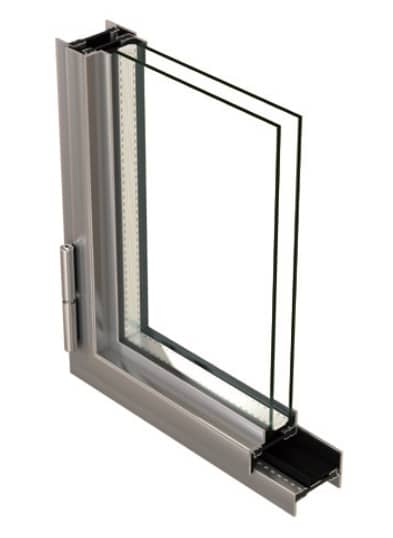 A detail view of the Stainless Steel custom window and door option.