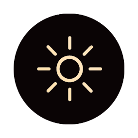 Icon representing natural light or solar control provided by custom windows and doors.