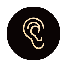 Icon representing sound proof insulation that can be provided by custom windows and doors.